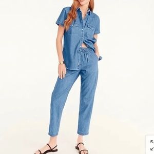 J. Crew Blue Cropped Jumpsuit